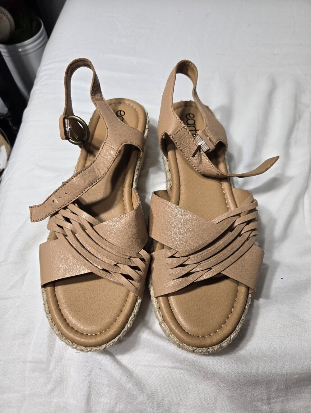 Earth Hilda Women's Platform Espadrille Sz 10 Like New Tan